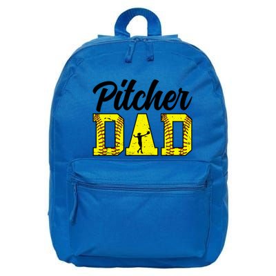 Softball Pitcher Dad Of A Softball Pitcher Father Funny Gift 16 in Basic Backpack