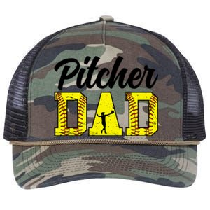 Softball Pitcher Dad Of A Softball Pitcher Father Funny Gift Retro Rope Trucker Hat Cap