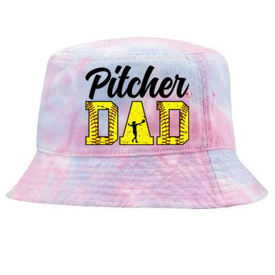 Softball Pitcher Dad Of A Softball Pitcher Father Funny Gift Tie-Dyed Bucket Hat