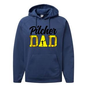 Softball Pitcher Dad Of A Softball Pitcher Father Funny Gift Performance Fleece Hoodie