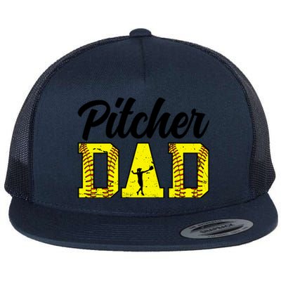 Softball Pitcher Dad Of A Softball Pitcher Father Funny Gift Flat Bill Trucker Hat