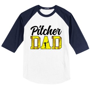 Softball Pitcher Dad Of A Softball Pitcher Father Funny Gift Baseball Sleeve Shirt