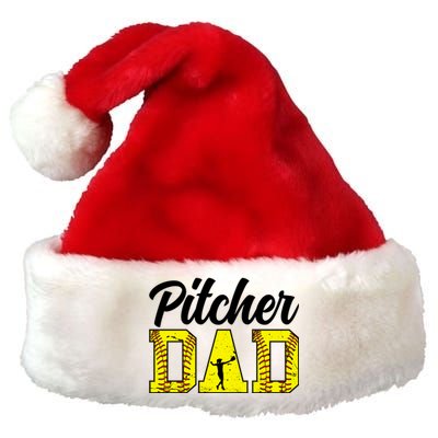 Softball Pitcher Dad Of A Softball Pitcher Father Funny Gift Premium Christmas Santa Hat