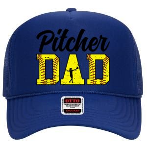 Softball Pitcher Dad Of A Softball Pitcher Father Funny Gift High Crown Mesh Back Trucker Hat