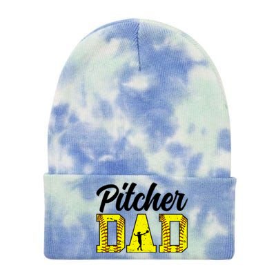 Softball Pitcher Dad Of A Softball Pitcher Father Funny Gift Tie Dye 12in Knit Beanie