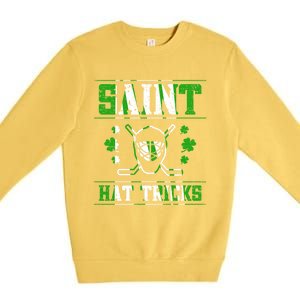 St Patrick`s Day Irish Saint Hat Tricks Lucky Hockey Green Gift Premium Crewneck Sweatshirt