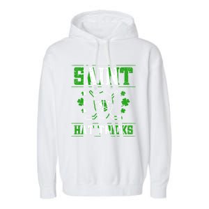 St Patrick`s Day Irish Saint Hat Tricks Lucky Hockey Green Gift Garment-Dyed Fleece Hoodie