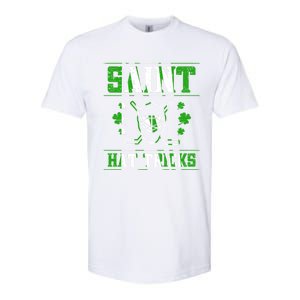 St Patrick`s Day Irish Saint Hat Tricks Lucky Hockey Green Gift Softstyle CVC T-Shirt