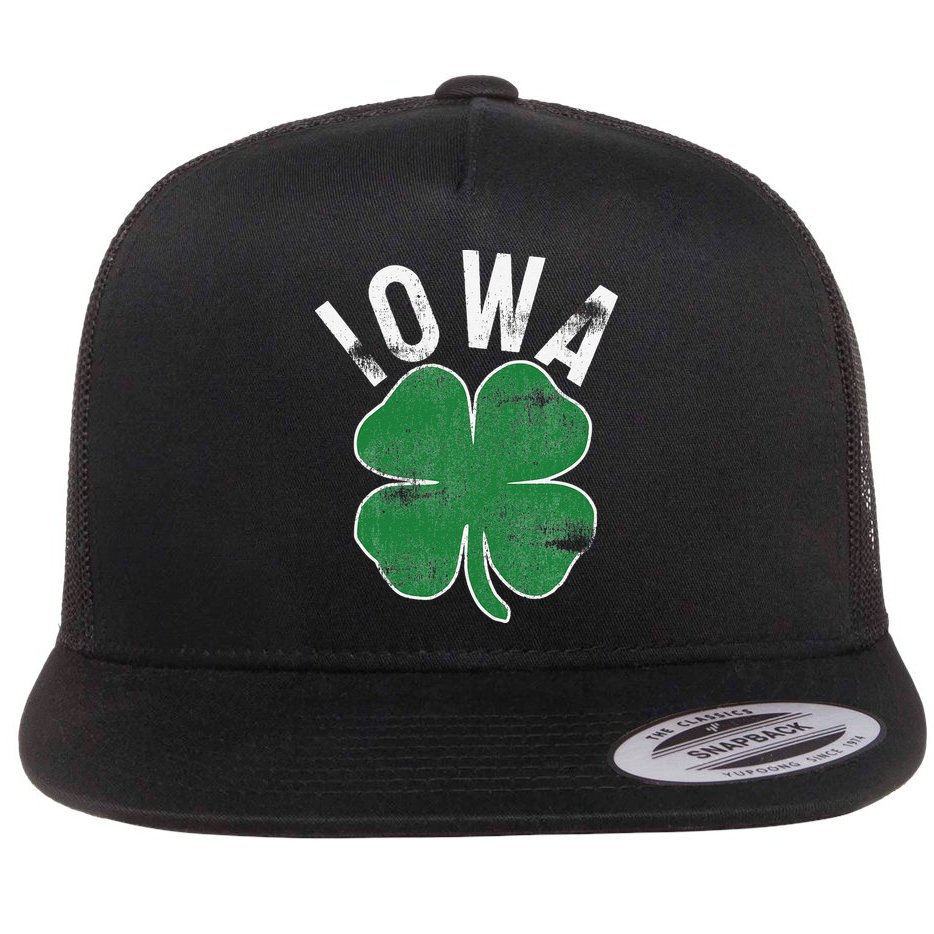 St Patrick's Day Shamrock Iowa Irish Saint Paddy's Gift Flat Bill Trucker Hat
