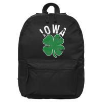 St Patrick's Day Shamrock Iowa Irish Saint Paddy's Gift 16 in Basic Backpack