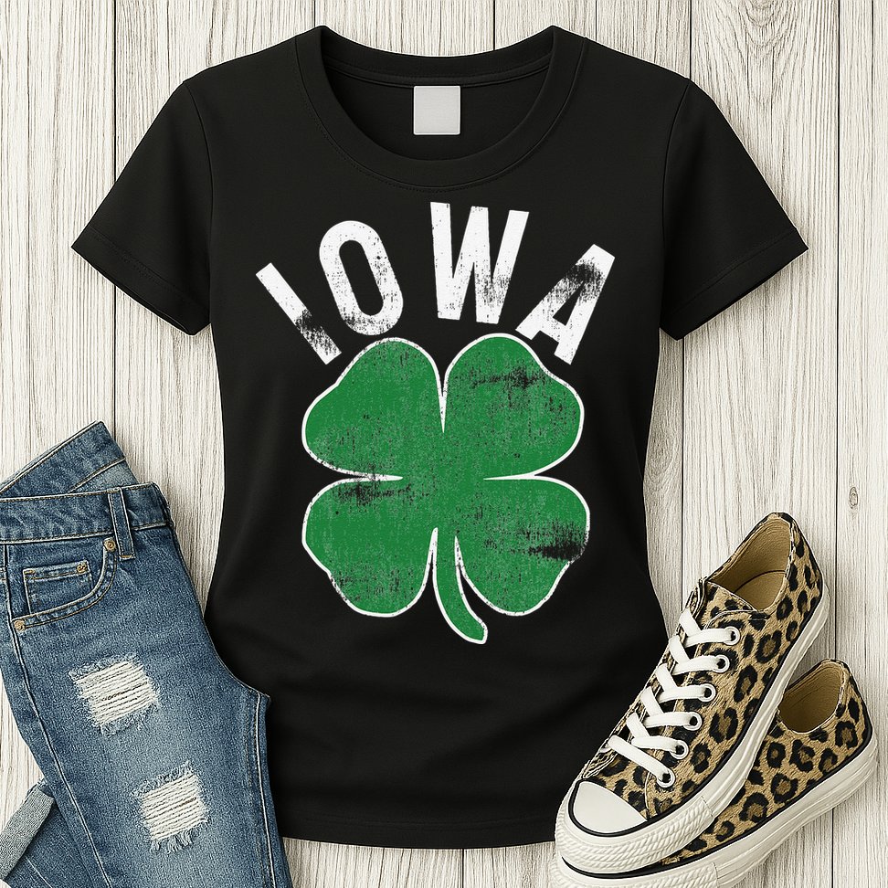St Patrick's Day Shamrock Iowa Irish Saint Paddy's Gift Womens T-Shirt