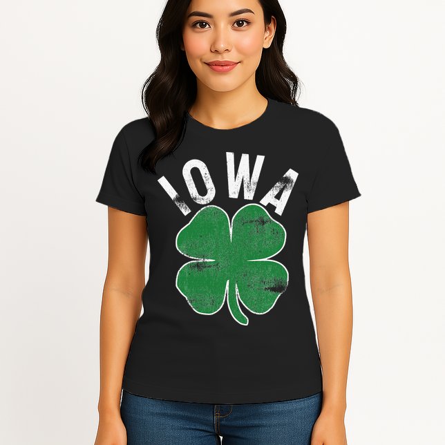 St Patrick's Day Shamrock Iowa Irish Saint Paddy's Gift Womens T-Shirt