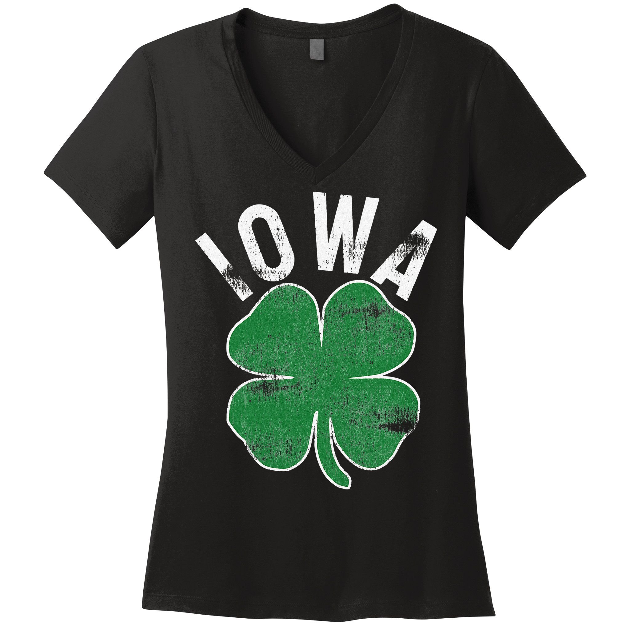 St Patrick's Day Shamrock Iowa Irish Saint Paddy's Gift Women's V-Neck T-Shirt