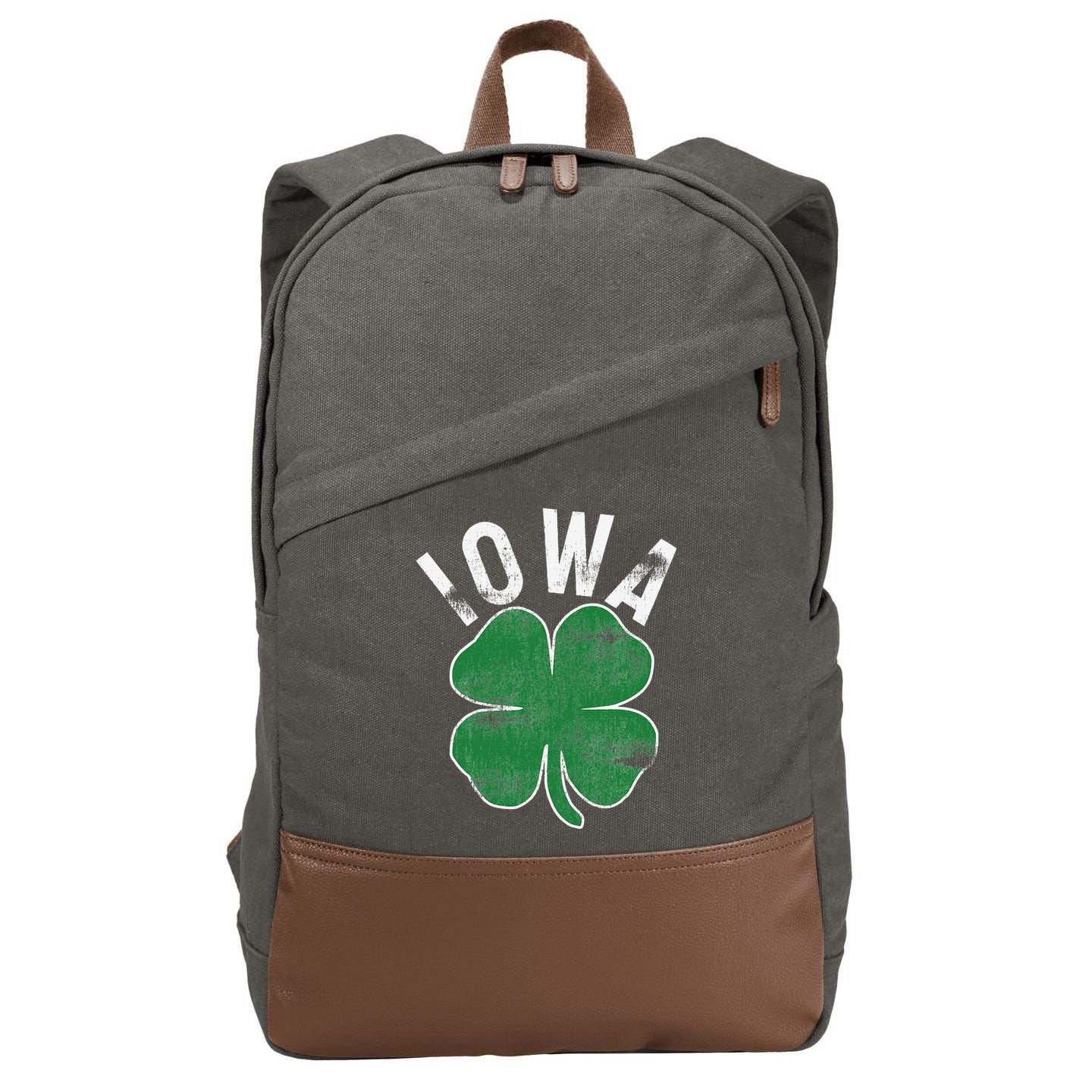 St Patrick's Day Shamrock Iowa Irish Saint Paddy's Gift Cotton Canvas Backpack