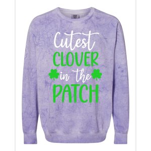 St Patricks Day Cutest Clover In The Patch Cool Gift Colorblast Crewneck Sweatshirt