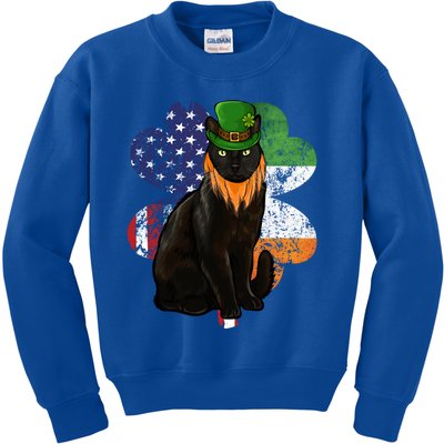 St Patricks Day Irish American Flag Bombay Cat Gift Kids Sweatshirt