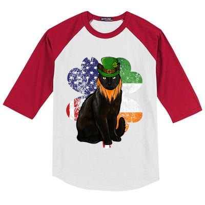 St Patricks Day Irish American Flag Bombay Cat Gift Kids Colorblock Raglan Jersey