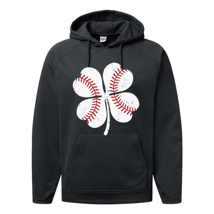 St Patricks Day Shamrock Baseball Saint Paddy's Performance Fleece Hoodie