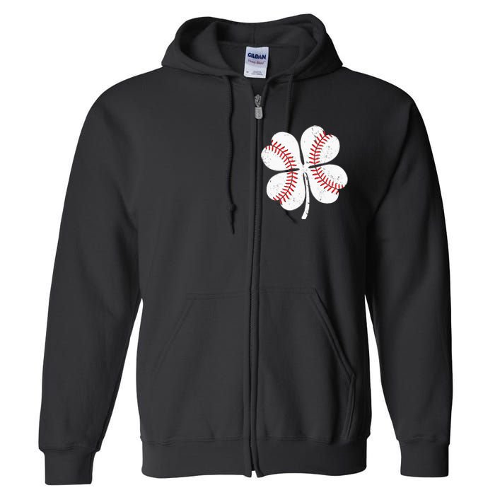 St Patricks Day Shamrock Baseball Saint Paddy's Full Zip Hoodie