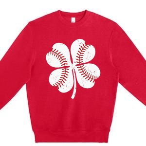 St Patricks Day Shamrock Baseball Saint Paddy's Premium Crewneck Sweatshirt