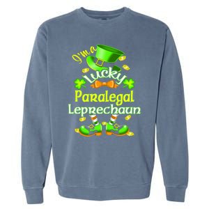 St Patrick's Day Paralegal Costume I'm A Lucky Leprechaun Funny Gift Garment-Dyed Sweatshirt