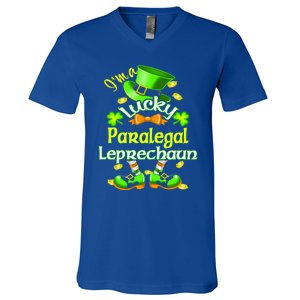 St Patrick's Day Paralegal Costume I'm A Lucky Leprechaun Funny Gift V-Neck T-Shirt