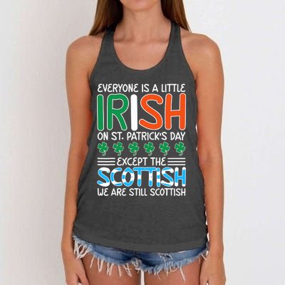 St. Patrick's Day Irish Flag Scottish Shamrock Funny Joke Women's Knotted Racerback Tank