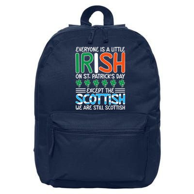 St. Patrick's Day Irish Flag Scottish Shamrock Funny Joke 16 in Basic Backpack