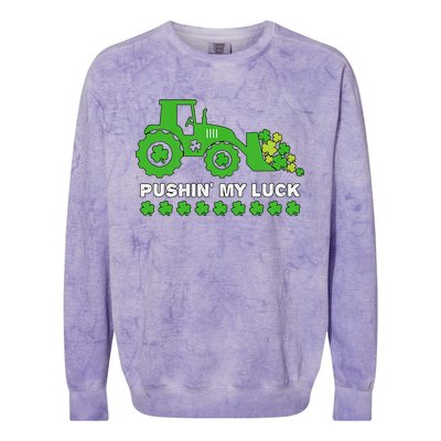 St Patrick's Day Pushing My Luck Monster Truck Colorblast Crewneck Sweatshirt