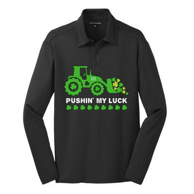 St Patrick's Day Pushing My Luck Monster Truck Silk Touch Performance Long Sleeve Polo