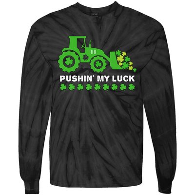 St Patrick's Day Pushing My Luck Monster Truck Tie-Dye Long Sleeve Shirt