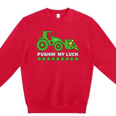 St Patrick's Day Pushing My Luck Monster Truck Premium Crewneck Sweatshirt