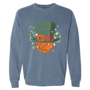 St Patricks Day Shamrock Irish Leprechaun Basketball Gift Garment-Dyed Sweatshirt