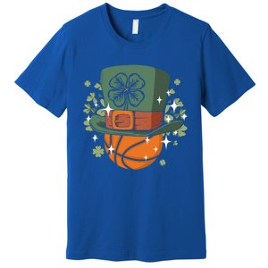 St Patricks Day Shamrock Irish Leprechaun Basketball Gift Premium T-Shirt