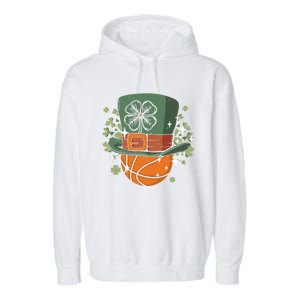 St Patricks Day Shamrock Irish Leprechaun Basketball Gift Garment-Dyed Fleece Hoodie