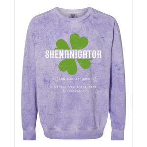 St Patricks Day Irish Shenanigator Lucky Funny Cloverleaf Gift Colorblast Crewneck Sweatshirt