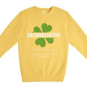 St Patricks Day Irish Shenanigator Lucky Funny Cloverleaf Gift Premium Crewneck Sweatshirt