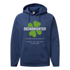 St Patricks Day Irish Shenanigator Lucky Funny Cloverleaf Gift Performance Fleece Hoodie