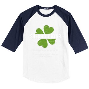 St Patricks Day Irish Shenanigator Lucky Funny Cloverleaf Gift Baseball Sleeve Shirt