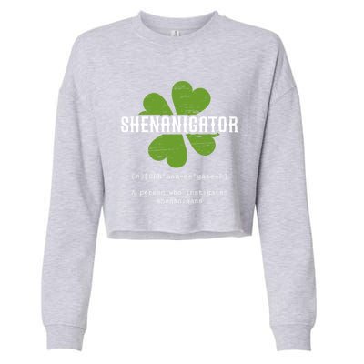 St Patricks Day Irish Shenanigator Lucky Funny Cloverleaf Gift Cropped Pullover Crew