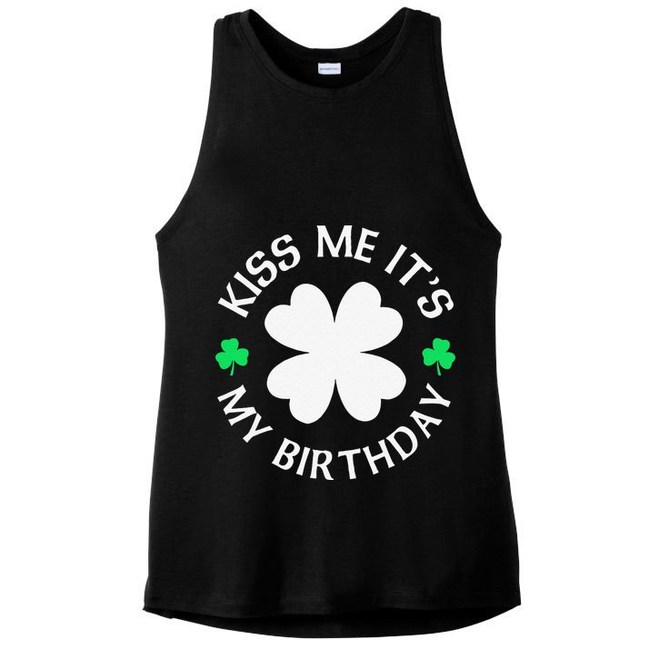 St Patricks Day Kiss Me It's My Birthday Ladies PosiCharge Tri-Blend Wicking Tank