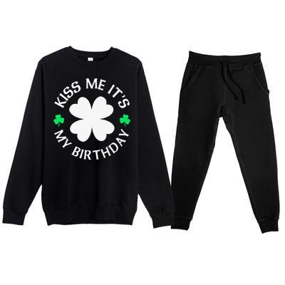 St Patricks Day Kiss Me It's My Birthday Premium Crewneck Sweatsuit Set