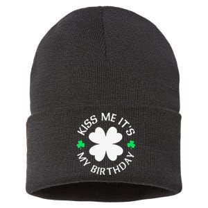 St Patricks Day Kiss Me It's My Birthday Sustainable Knit Beanie