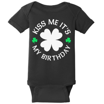 St Patricks Day Kiss Me It's My Birthday Baby Bodysuit