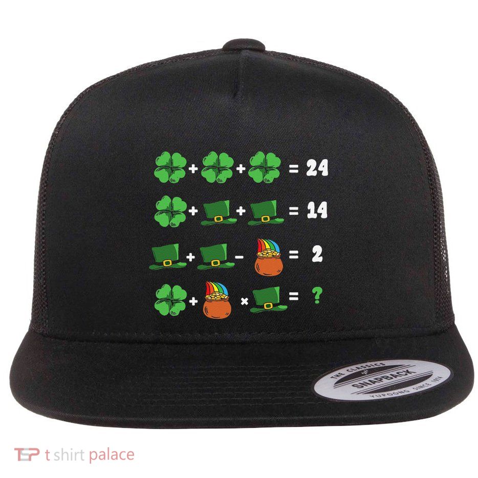 St Patricks Day Shamrock Math Equation Funny Irish Teacher Flat Bill Trucker Hat
