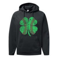 St Patrick's Day Shamrock Baseball Saint Paddy's Performance Fleece Hoodie