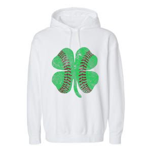 St Patrick's Day Shamrock Baseball Saint Paddy's Garment-Dyed Fleece Hoodie