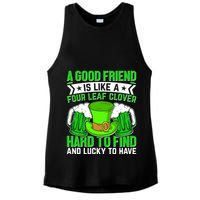 St Patricks Day A Good Friend Is Like A Four Leaf Clover Ladies PosiCharge Tri-Blend Wicking Tank