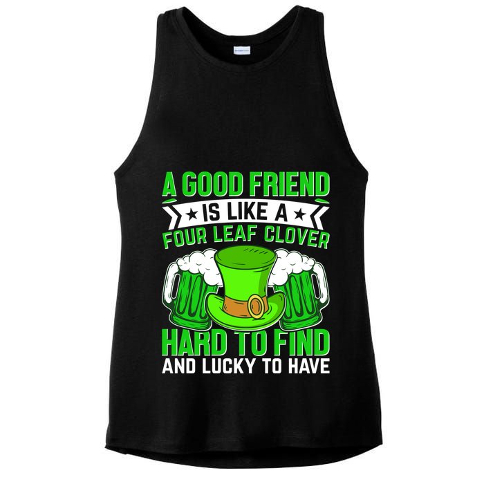 St Patricks Day A Good Friend Is Like A Four Leaf Clover Ladies PosiCharge Tri-Blend Wicking Tank