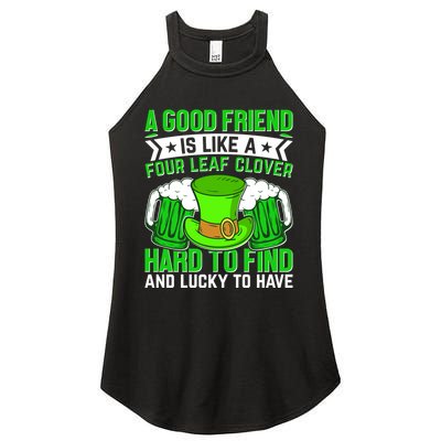 St Patricks Day A Good Friend Is Like A Four Leaf Clover Women's Perfect Tri Rocker Tank